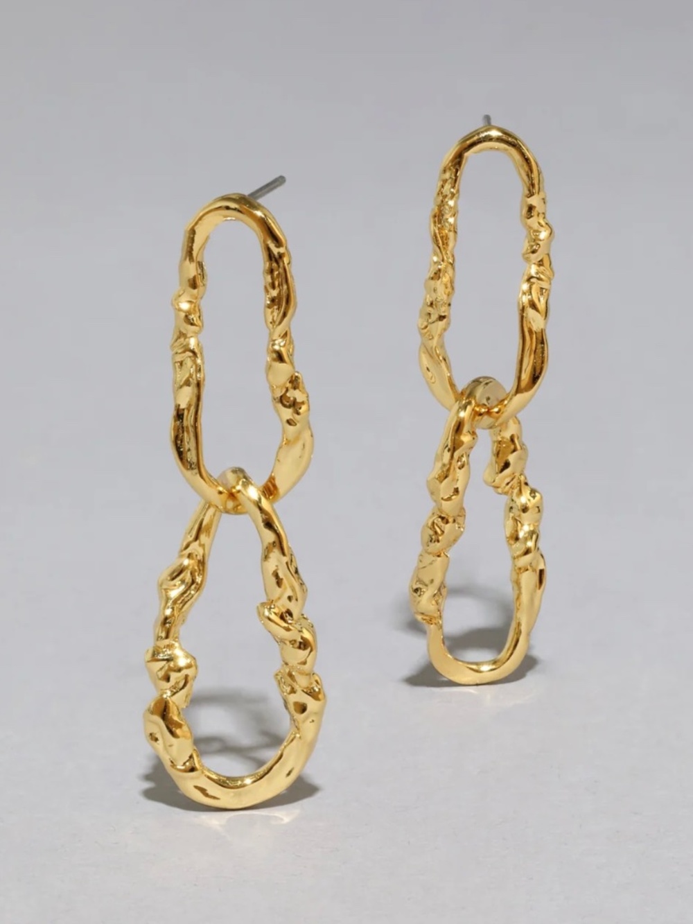ALEXIS BITTAR Brut Link Post Drop Earrings Gold Plated
